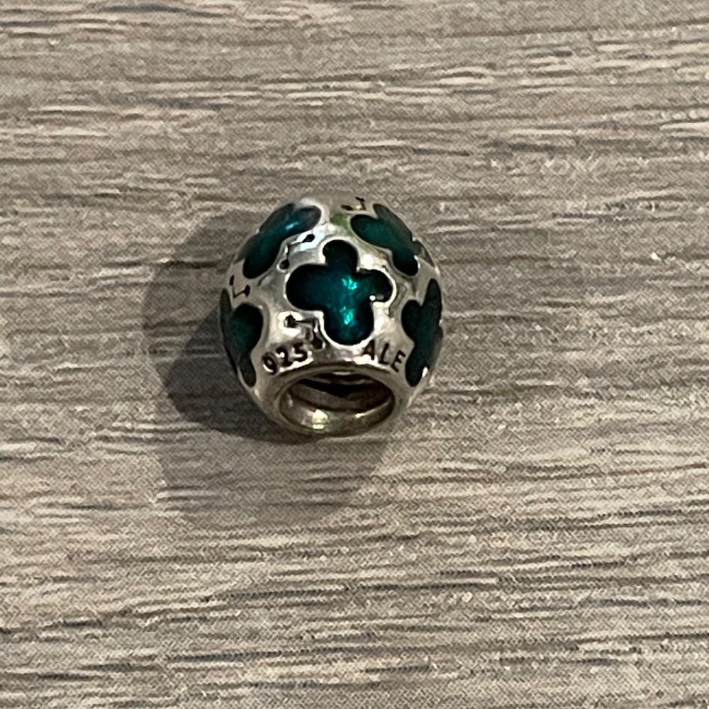 Retired Authentic Pandora Sterling Silver with Teal Enamel Butterfly Charm - Picture 2 of 3